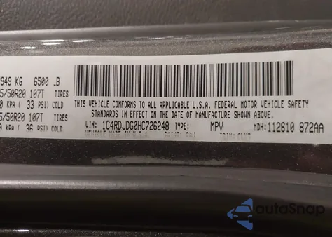 2017 Dodge Durango Gt Awd z USA, uszkodzony, nr VIN 1C4RDJDG0HC726248